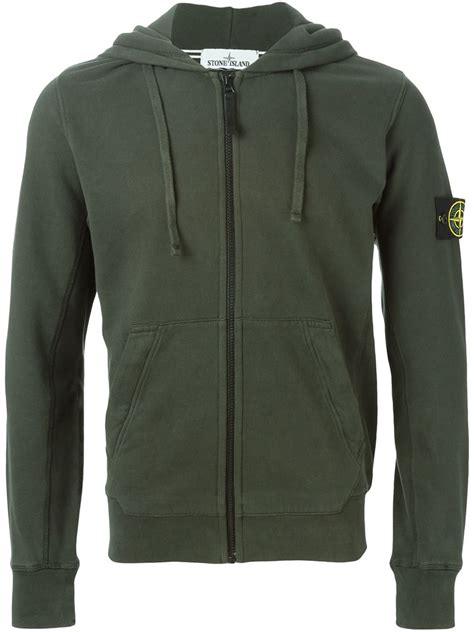 Lyst Stone Island Zipped Hoodie In Green For Men