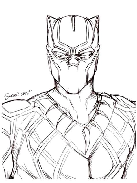 Black Panther Coloring Pages Free Printable  Marvel art drawings