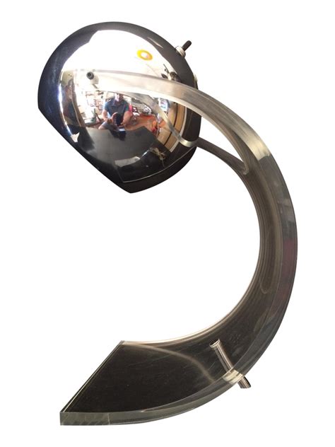 Chrome Eyeball & Lucite Lamp by Robert Sonneman | Chairish