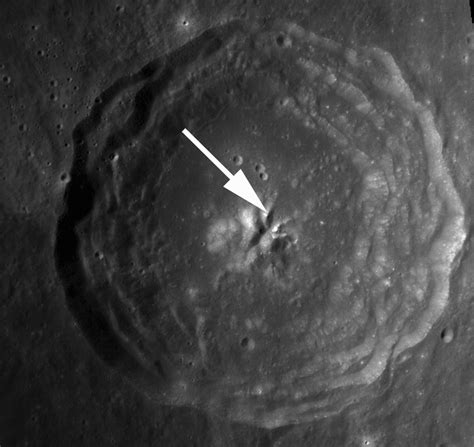 Central Peak Of Bullialdus Crater Lunar Reconnaissance Orbiter Camera