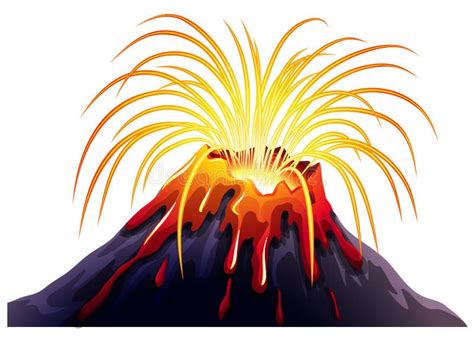 Dibujo Dibujado Mano De La Tinta Del Ejemplo De La Erupción Del Volcán