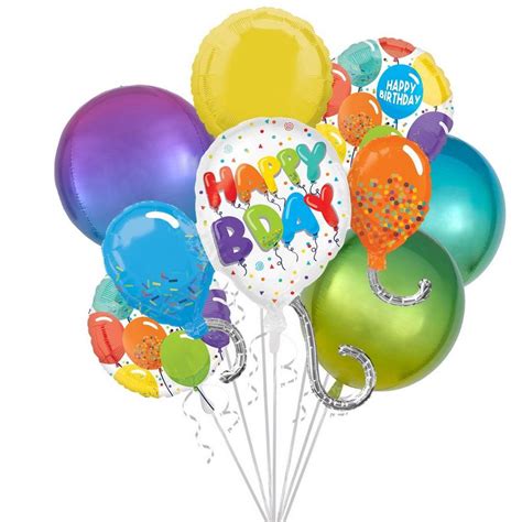 Premium Multicolor Birthday Celebration Foil Balloon Bouquet 7pc