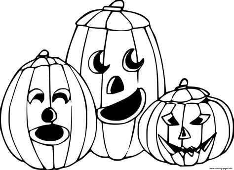 Three Different Jack O Lantern Coloring Page Printable