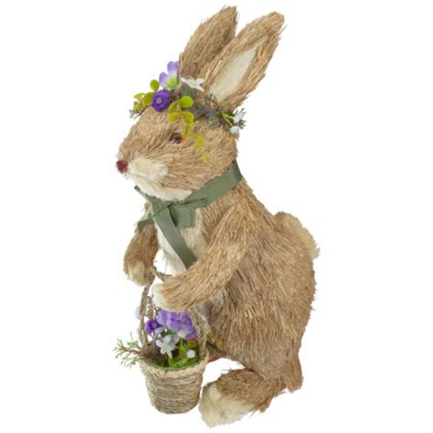 Northlight 15 Brown Sisal Bunny Rabbit With Basket Easter Figure 1