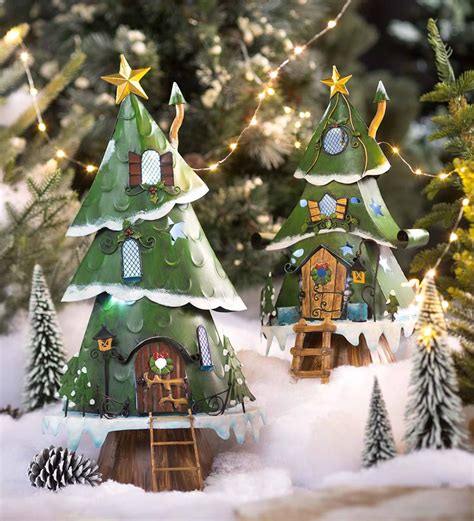 Miniature Fairy Garden Lighted Christmas Tree House Christmas Fairy