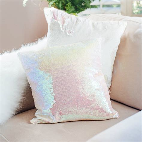 Holographic Pearl Mermaid Sequin Pillow Sequin Pillow Dorm Room