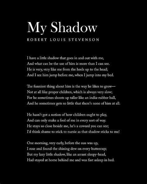 My Shadow Robert Louis Stevenson Poem Literature Typography Print