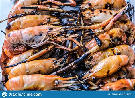 Photo About Bbq Shrimp Close Up Of Grilled River Shrimp For Thai