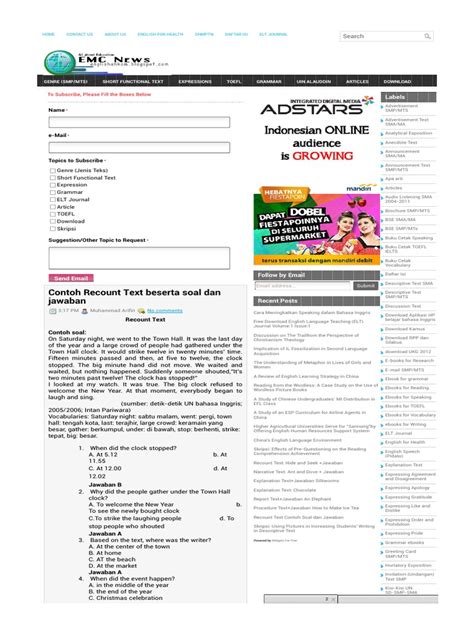 23 contoh recount text lengkap beserta artinya pengertian. Contoh Recount Text Beserta Soal Dan 21.HTML | E Books ...