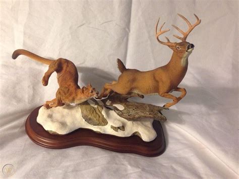 Danbury Mint Hot Pursuit By Nick Bibby Cougar Chasing Deer Sculpture
