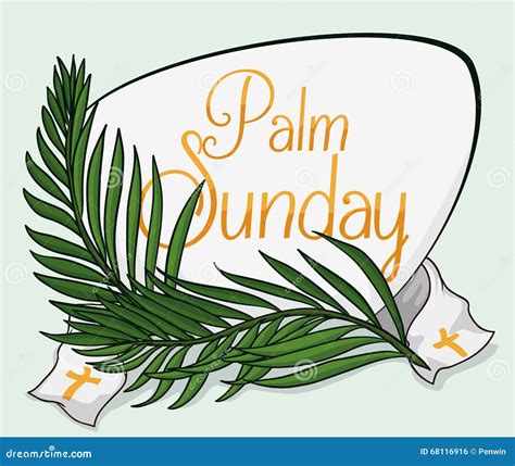Palm Sunday Sign With Branches And Stole Vector Illustration Stock