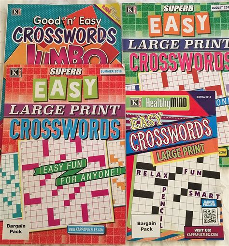 Lot Of 4 Kappa Large Print Superb Good N Easy Crosswords Puzzle Books