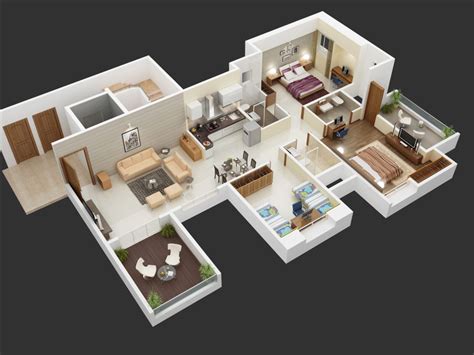 Young families, empty nesters who want a place for their kids to stay when they visit, partners who each want an. 25 More 3 Bedroom 3D Floor Plans