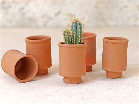 Terracotta Cylinder Plant Pot Set By Scaramanga