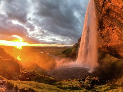 Iceland Waterfall Sunset Photograph By Zoltan K Pixels