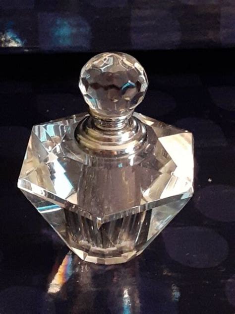 Vintage Artdeco Faceted Heavy Crystal Perfume Bottle Hexagon Glass Dauber 3 H Ebay