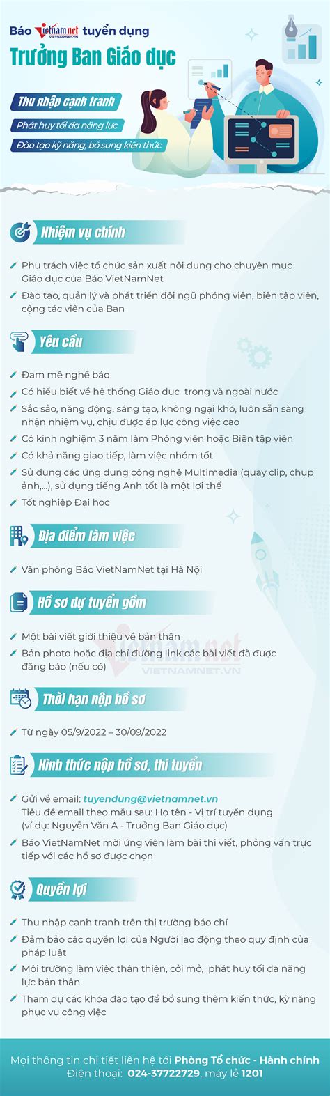 Báo Vietnamnet Tuyển Dụng Vị Trí Trưởng Ban Giáo Dục