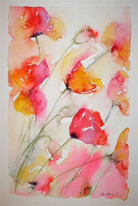 Sale Sunny Poppies Watercolour Painting Original Art By Etsy Uk