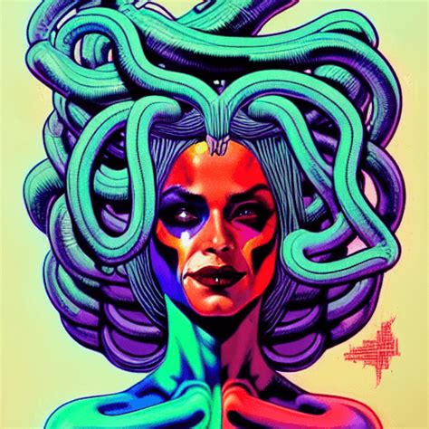 Beautiful Medusa As Harley Quinn By Vincent Di Fate · Creative Fabrica