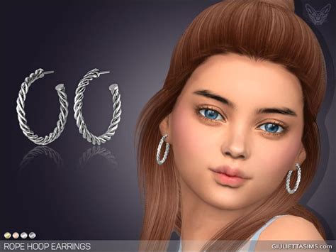 Rope Hoop Earrings For Kids Giuliettasims In 2020 Sims 4 Kids Earrings Sims 4 Cc