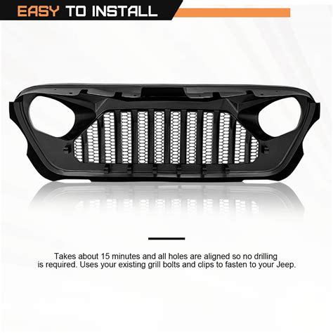 Extreme Off Road Jl Front Grill With Mesh Grille Cover For 2018 2019