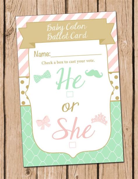 He or She Gender Reveal Party Ballot Card Pink Green by DaxyLuu | Gender reveal party, Gender ...