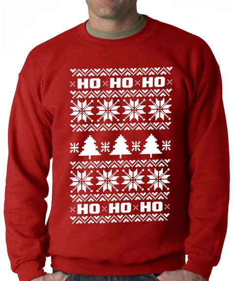 Ugly Christmas Sweater Snowflake Ho Ho Ho Adult Crewneck Bewild