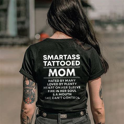 Smartass Tattooed Mom Printed Womens T Shirt