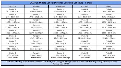 Back To School In U 46 Middle School Sample Schedules