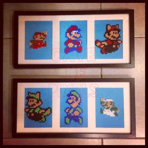 Super Mario And Luigi Perler Bead Sprites By Caveofpixels Perler Art