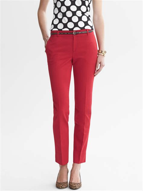 Banana Republic Camden Fit Red Jacquard Ankle Pant Saucy Red In Red