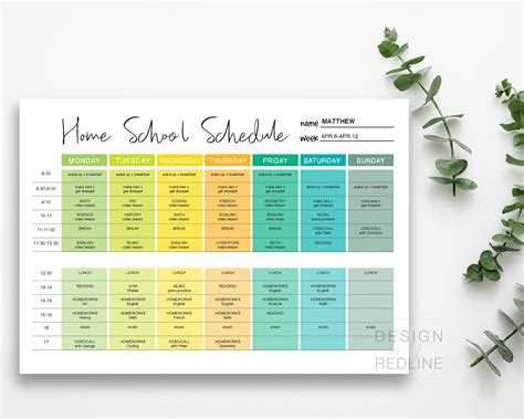 Homeschool Weekly Schedule Template Editable Home School Planner