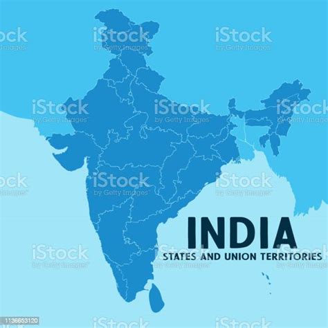 Illustration Of Detailed Map Of India Asia With All States And Country