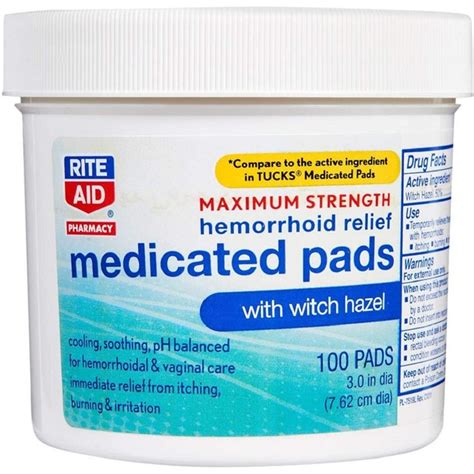 Rite Aid Hemorrhoid Relief Medicated Pads With Witch Hazel 100 Count