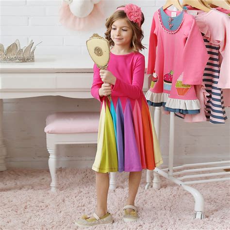 Girls Dress Girls Witner Wedding Party Dress Kids Girls Rainbow Splice