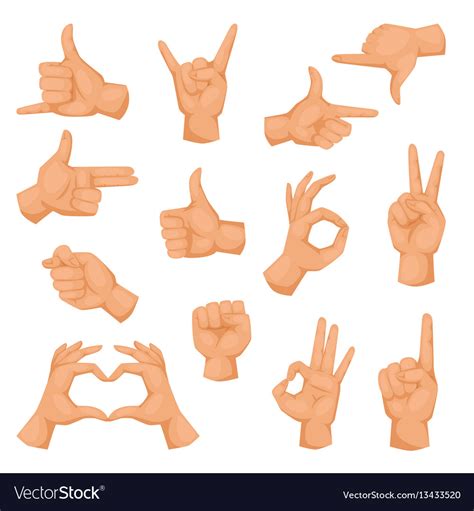 Hands Showing Deaf Mute Different Gestures Vector Image