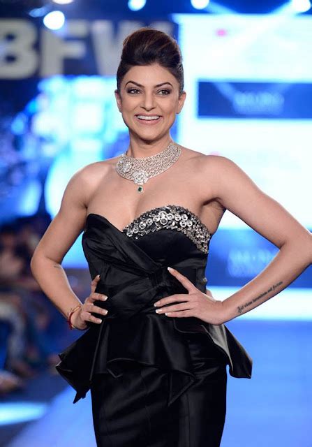 Bollywood Actress Sushmita Sen Hot In Black Dress On Stage