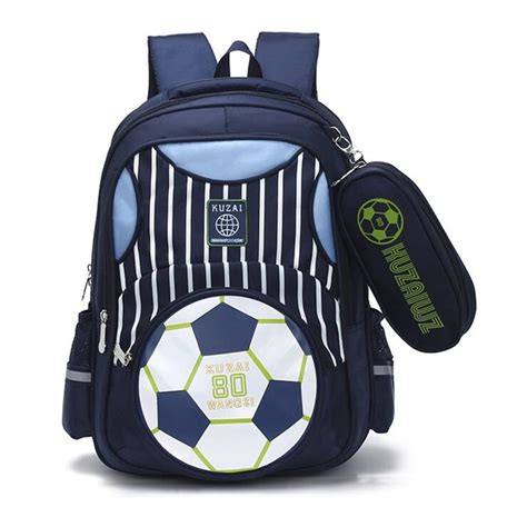 Boys Backpack Soccer Printed Kids School Bookbag For Primary Students
