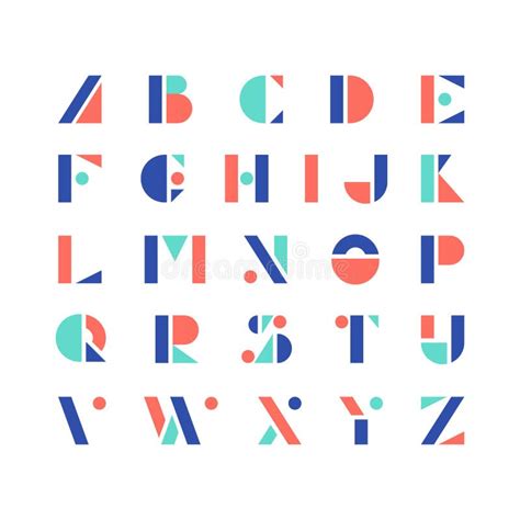 Creative Geometric Font Abstract Alphabet Letters Set Isolated On