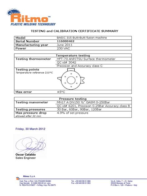 Calibration Certificate Basic 315