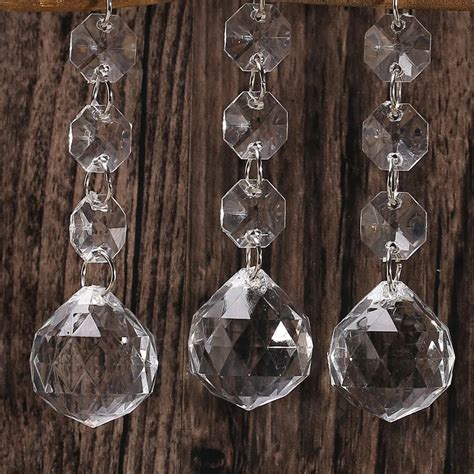 10pcs Acrylic Crystal Clear Beads Garland Diamond Strand Iridescent