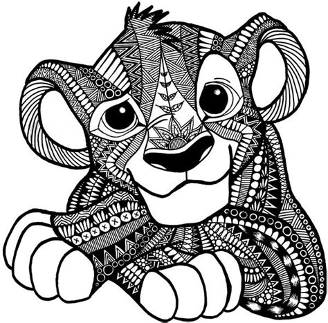 Attrape reve mandala tatouage : Zentangle Simba - Mandala kleurplaten, Disney kleurplaten ...