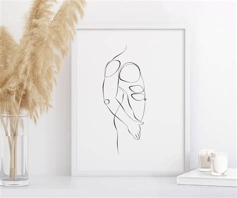 Abstract Male Body Line Art One Line Man Poster Minimalist Etsy