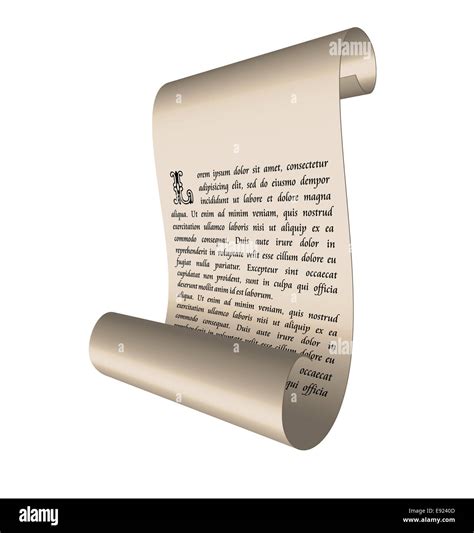 Illustration Of An Ancient Scroll With Text Stock Photo Alamy