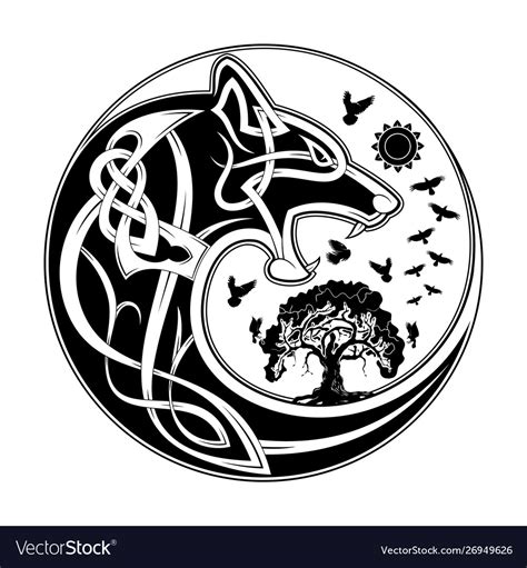 Explore 1000+ yin yang tattoo images. Wolf yin yang celtik 4 Royalty Free Vector Image