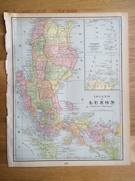 1901 Luzon Island Philippines Original Antique Map 11 X 14 5 Inches Home Decor Cartography