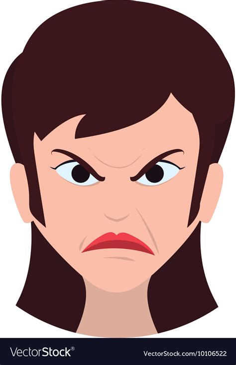 Face Woman Angry Expression Cartoon Icon Vector Image