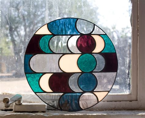 Hang a long narrow one above a window or door, suspend two large ones above your end tables or. Stained Glass COURSO DEMI-ROUND / 10" / unfixtured // window art, shelf art, customizable, glass ...