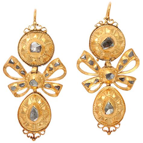 18th Century Iberian Pendeloque Diamond Shield Earrings At 1stdibs