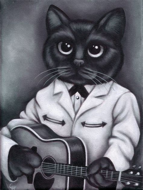 Johnny Cat The Man In Black Johnny Cash Cat Art Cats Cat Art Art